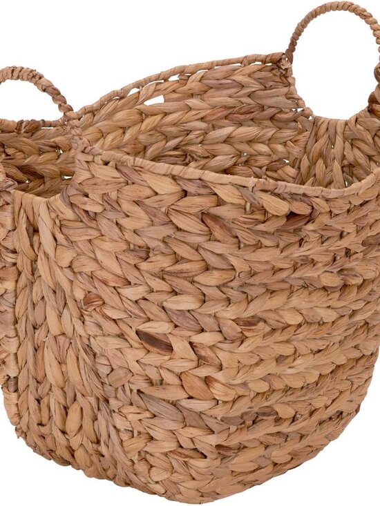 Other - ML-4002 Tall Water Hyacinth Wicker Basket with Handles | Natural, Brown, Natural